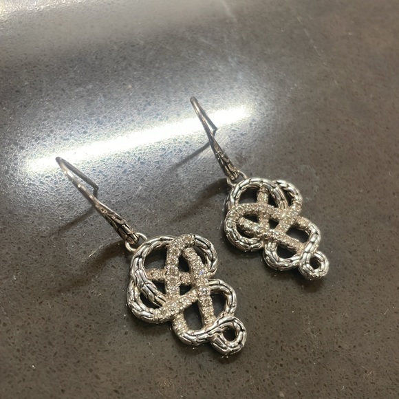 John Hardy Silver & Diamond Earrings - Picture 2 of 3